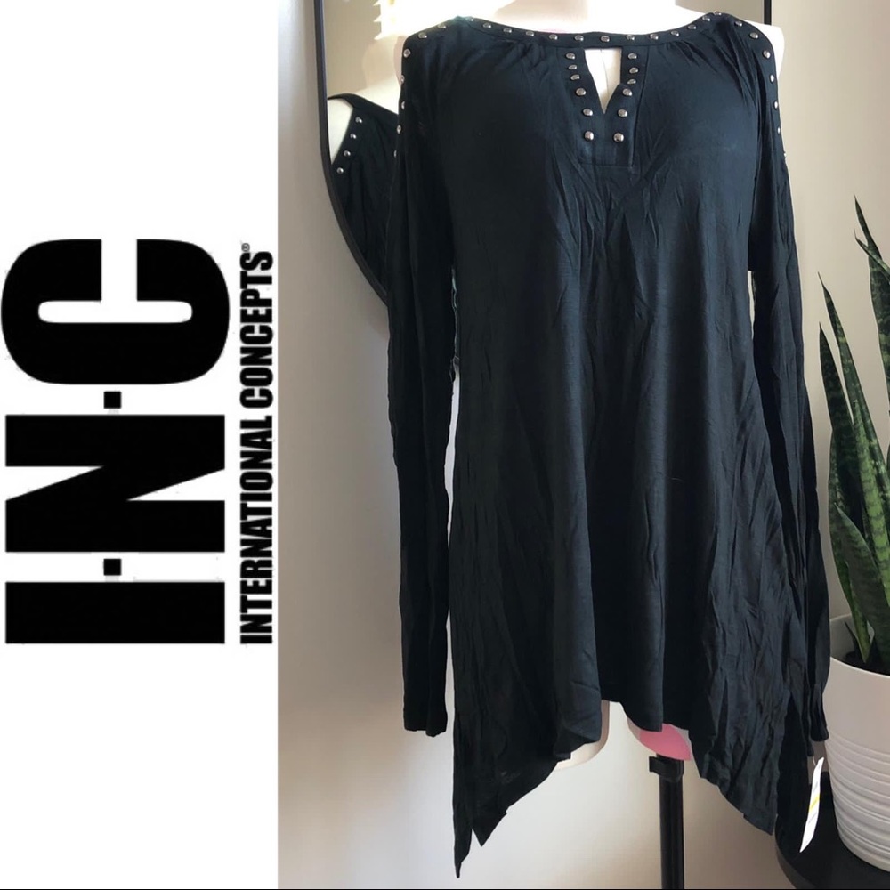 INC Cold Shoulder Blouse Low High